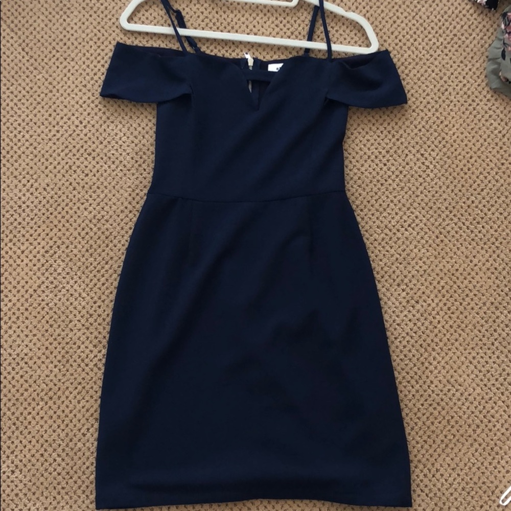 Navy off the shoulder formal dress